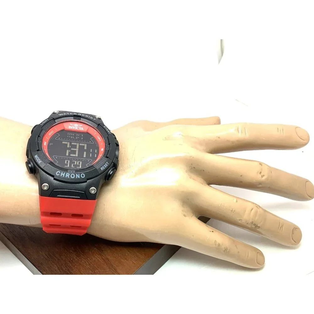 Invicta Men's Watch 47528 Racing Quartz Digital Black Red Resin Strap 52mm